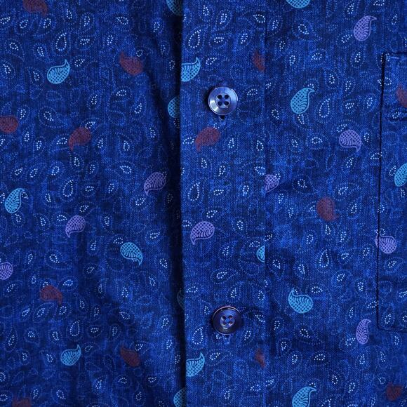 XL Johnston & Murphy Short Sleeve Shirt - Paisley Tear Drop With Contrast Sleeve - Picture 5 of 6